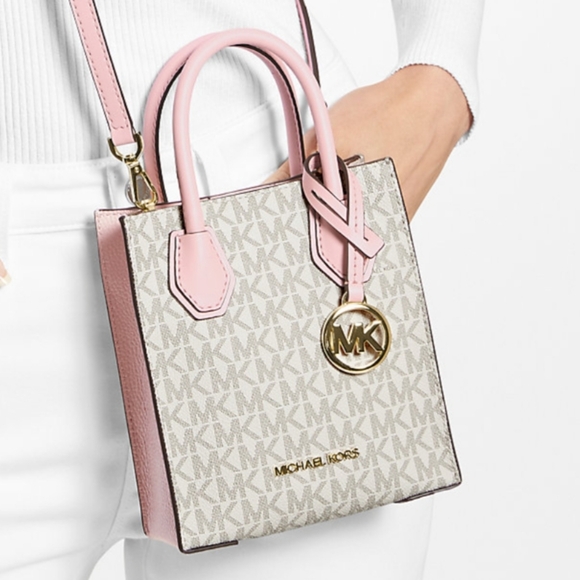 MICHAEL KORS Mercer X-Small Mini Pebbled Leather Crossbody Powder Blush NWT - Picture 6 of 16